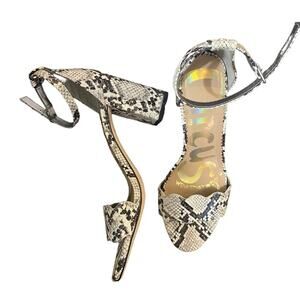 Sam Edelman Sandals Heels Size 8 Yaro Python-Embossed Leather Block